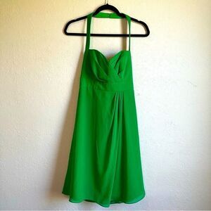 Alfred Angelo Sherbet Lime Green Halter Dress Heart Neckline Size 6 MIDI